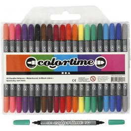 Colortime Dual-Filzstifte, Strichstärke 2,3+3,6 mm, Standard-Farben, 20 Stk/ 1 Pck [HOB-37983]