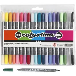 Colortime Dual-Filzstifte, Strichstärke 2,3+3,6 mm, Zusätzliche Farben, 20 Stk/ 1 Pck [HOB-37992]