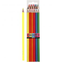 Colortime Buntstifte, L 17,45 cm, Mine 3 mm, Neonfarben, 6 Stk/ 1 Pck [HOB-38096]