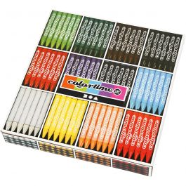 Crayon de Cire Colortime, L : 10 cm, ép. 11 mm, ass. de couleurs, 12x24 pièces/ 1 Pq. [HOB-38139]