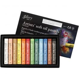 Gallery Ölpastellkreide Premium, L 7 cm, Dicke 10 mm, Sortierte Farben, 12 Stk/ 1 Pck [HOB-38152]