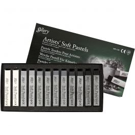 Pastels Tendres Gallery Set, L : 6,5 cm, ép. 10 mm, harmonie noir/blanc, 12 pièces/ 1 Pq. [HOB-38160]