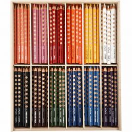 Groove Buntstifte, L 18 cm, Mine 4.25 mm, Sortierte Farben, 12x12 Stk/ 1 Pck [HOB-38504]