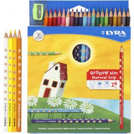 Groove Slim Buntstifte, L 18 cm, Mine 3,3 mm, Sortierte Farben, 24 Stk/ 1 Pck [HOB-38506]