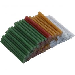 Bâtons de colle Mini, L : 10 cm, d 7 mm, paillettes, or, vert, rouge, argent, 100 pièces/ 1 Pq. [HOB-39147]