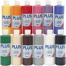 Peinture Acrylique Plus Color, couleurs classiques, 12x250 ml/ 1 Pq. [HOB-39494]