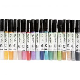 Feutres Plus Color, L : 14,5 cm, trait 1-2 mm, ass. de couleurs, 5,5 ml, 18 pièces/ 1 Pq. [HOB-39893]