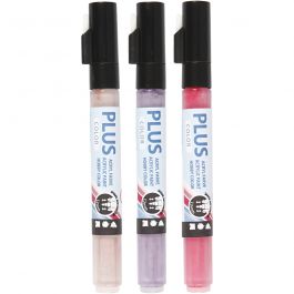 Feutres Plus Color, L : 14,5 cm, trait 1-2 mm, fuchsia, dusty rose, dark lilac, 5,5 ml, 3 pièces/ 1 Pq. [HOB-39895]