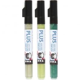 Feutres Plus Color, L : 14,5 cm, trait 1-2 mm, vert foncé, eucalyptus, leaf green, 5,5 ml, 3 pièces/ 1 Pq. [HOB-39897]