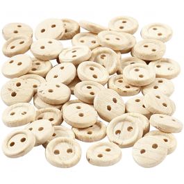 Boutons en bois, d 8 mm, 2 trous, 50 pièces/ 1 Pq. [HOB-403011]
