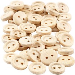 Boutons en bois, d 11 mm, 2 trous, 50 pièces/ 1 Pq. [HOB-403021]