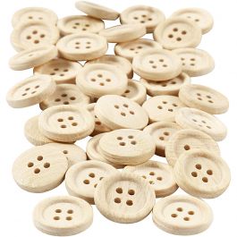 Boutons en bois, d 18 mm, 4 trous, 40 pièces/ 1 Pq. [HOB-403061]