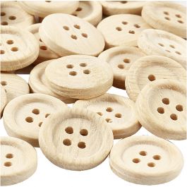Boutons en bois, d 23 mm, 4 trous, 30 pièces/ 1 Pq. [HOB-403081]
