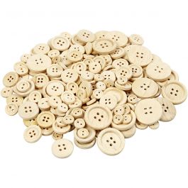 Boutons en bois, d 8+11+15+18+23 mm, 440 pièces/ 1 Pq. [HOB-40309]