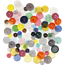 Boutons, d 12+18+20 mm, ass. de couleurs, 50 gr, 100 pièces/ 1 Pq. [HOB-403810]
