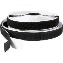 Bande Velcro , autocollant, L : 20 mm, noir, 5 m/ 1 rouleau [HOB-41021]
