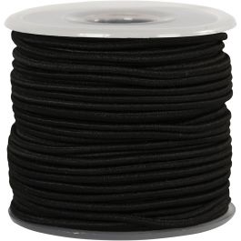 Elastische Schnur, Dicke 2 mm, Schwarz, 25 m/ 1 Rolle [HOB-410370]