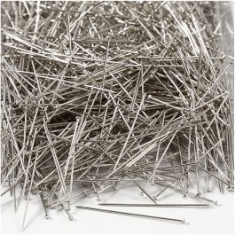 Stecknadeln, L 37 mm, Dicke 0,7 mm, Silber, 500 g/ 1 Pck [HOB-41113]