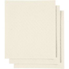 Chiffon éponge, dim. 17x19,5 cm, blanc cassé, 3 pièces/ 1 Pq. [HOB-412510]
