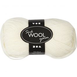 Sockenwolle, L 200 M, Naturweiß, 50 g/ 1 Knäuel [HOB-41311]