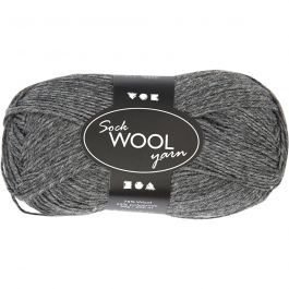 Sockenwolle, L 200 M, Dunkelgrau, 50 g/ 1 Knäuel [HOB-41314]