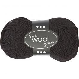 Sockenwolle, L 200 M, Schwarz, 50 g/ 1 Knäuel [HOB-41315]