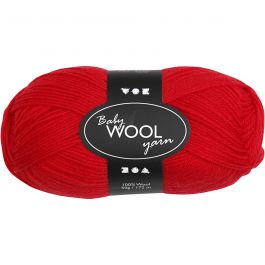 Laine pour Bébé, L : 172 M, rouge, 50 gr/ 1 boule [HOB-41327]