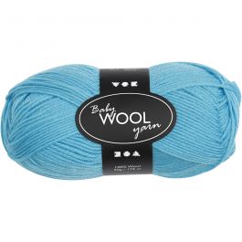 Laine pour Bébé, L : 172 M, turquoise, 50 gr/ 1 boule [HOB-41335]