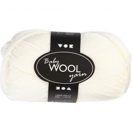 Laine pour Bébé, L : 172 M, blanc, 50 gr/ 1 boule [HOB-41338]