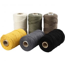 Cordon pour Macramé, L : 198 M, d 2 mm, ass. de couleurs, 6x330 gr/ 1 Pq. [HOB-414766]