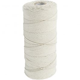 Macramé-Kordel, L 315 M, Dicke 1 mm, Dünne Qualität 12/12, Hellnatur, 220 g/ 1 Knäuel [HOB-41572]