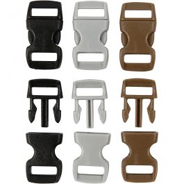 Fermeture à click, L : 29 mm, L : 15 mm, diamètre intérieur 3x11 mm, noir, brun, gris, 100 pièces/ 1 Pq. [HOB-41619]