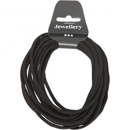 Cordon pour Macramé, L : 5 mm, noir, 4 m/ 1 rouleau [HOB-41635]