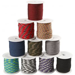 Cordon pour Macramé, L : 5 mm, ass. de couleurs, 10x10 m/ 1 Pq. [HOB-41652]