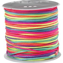 Cordon pour macramé, ép. 1 mm, couleurs néons, 28 m/ 1 rouleau [HOB-41723]