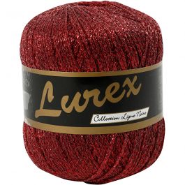 Pelote de Fil Pailleté, L : 160 M, rouge, 25 gr/ 1 boule [HOB-421471]