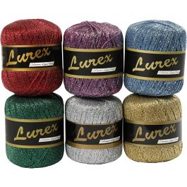 Lurexgarn, L 160 M, Sortierte Farben, 6x25 g/ 1 Pck [HOB-42147]