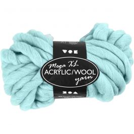 Pelote de Laine Acrylique Épaisse, L : 15 M, dim. mega, turquoise, 300 gr/ 1 boule [HOB-42164]