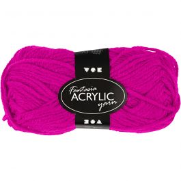 Pelote de laine acrylique Fantasia, L : 80 M, fuchsia, 50 gr/ 1 boule [HOB-421707]