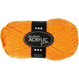 Pelote de laine acrylique Fantasia, L : 80 M, orange néon, 50 gr/ 1 boule [HOB-421709]