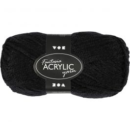 Pelote de laine acrylique Fantasia, L : 80 M, noir, 50 gr/ 1 boule [HOB-421750]
