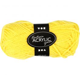 Pelote de laine acrylique Fantasia, L : 80 M, jaune, 50 gr/ 1 boule [HOB-421790]
