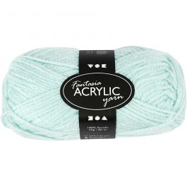 Pelote de laine acrylique Fantasia, L : 80 m, vert menthe, 50gr/ 1 boule [HOB-421803]