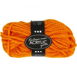 Pelote de Laine Acrylique Fantasia, L : 35 M, Maxi, orange néon, 50 gr/ 1 boule [HOB-421860]