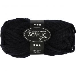 Pelote de Laine Acrylique Fantasia, L : 35 M, Maxi, noir, 50 gr/ 1 boule [HOB-421870]