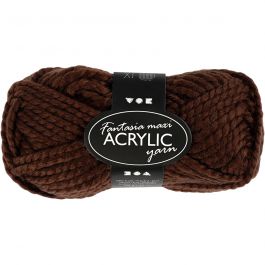 Pelote de Laine Acrylique Fantasia, L : 35 M, Maxi, brun, 50 gr/ 1 boule [HOB-421880]