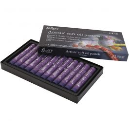 Pastels à l'huile Gallery, L : 7 cm, d 11 mm, ép. 11 mm, violet, 12 pièces/ 1 Pq. [HOB-425344]