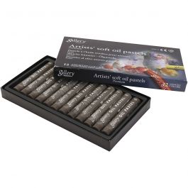 Pastels à l'huile Gallery, L : 7 cm, d 11 mm, ép. 11 mm, burnt umber, 12 pièces/ 1 Pq. [HOB-425376]