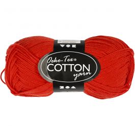 Fil de coton, dim. 8/4, L : 170 M, rouge, 50 gr/ 1 boule [HOB-431080]