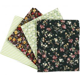 Patchwork-Stoff, Größe 45x55 cm, 100 g, Grün, 4 Stk/ 1 Bündl. [HOB-441831]